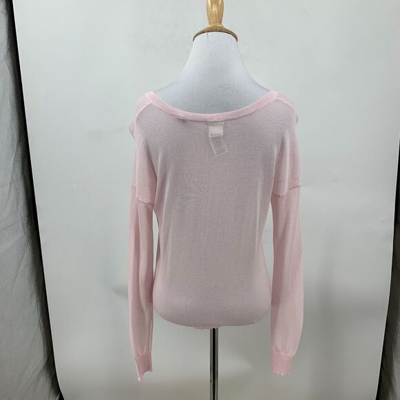 Cabi Gossamer Pullover Sweater Women XS Pink Mesh Boat Neck Drop Shoulder Sleeve - Picture 5 of 10
